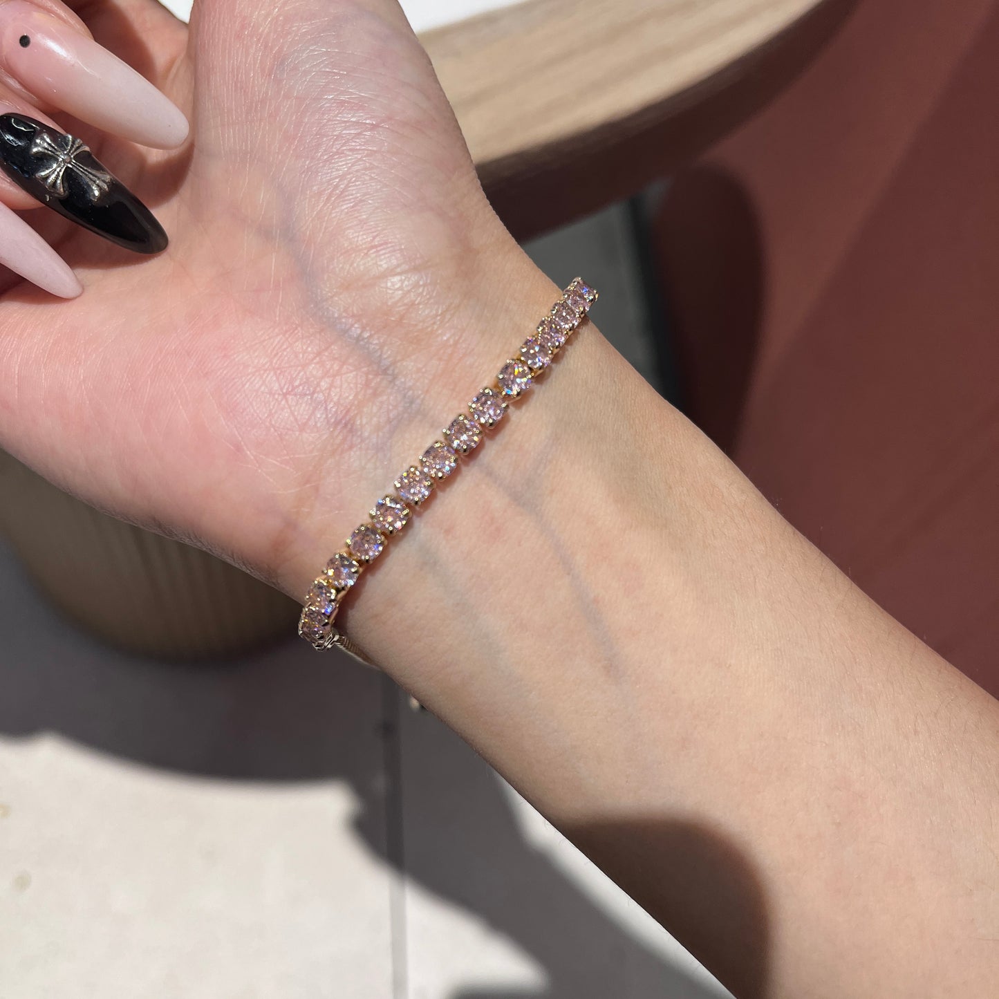 Adjustable Pink Zircon Bracelet