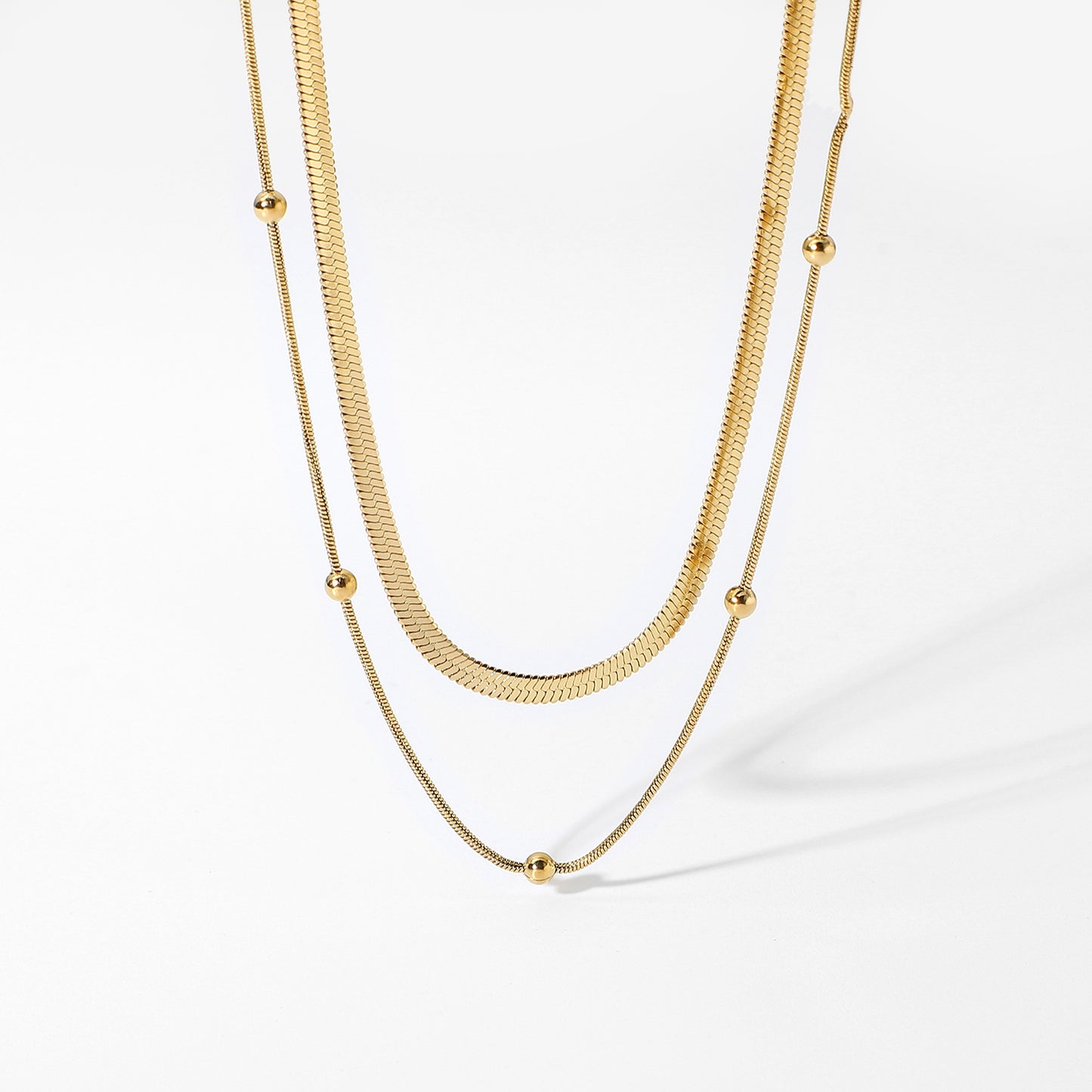 Two Layer Chain Gold Necklace