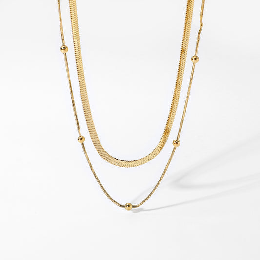 Two Layer Chain Gold Necklace
