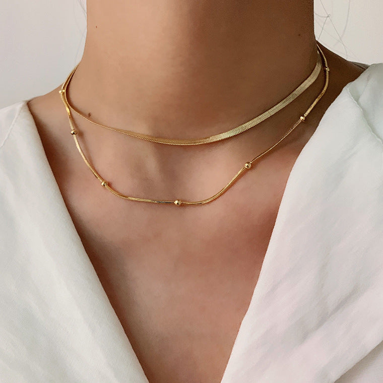 Two Layer Chain Gold Necklace
