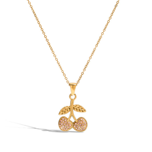 Gold cherry necklace
