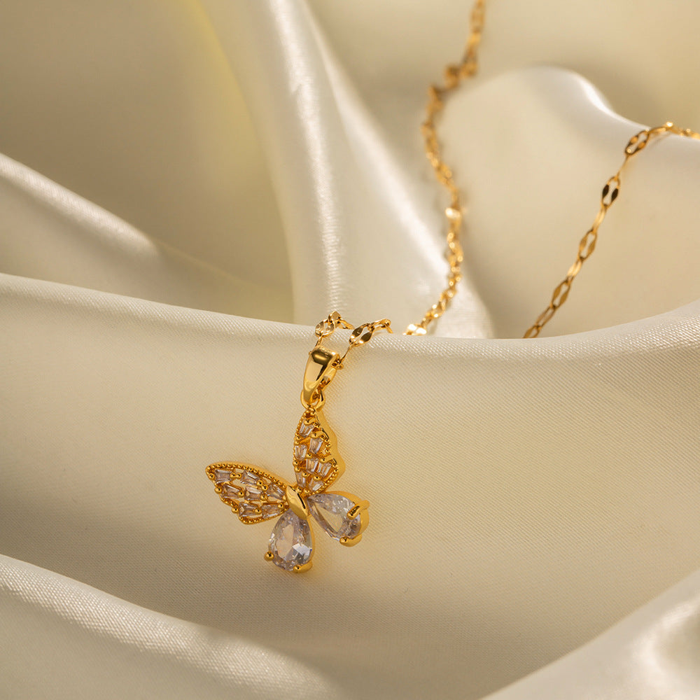 18K gold plated butterfly necklace