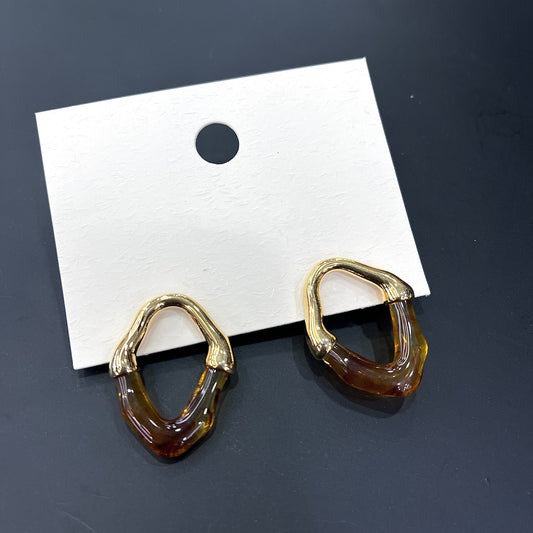 Brown Gold Elegant Stone Earring