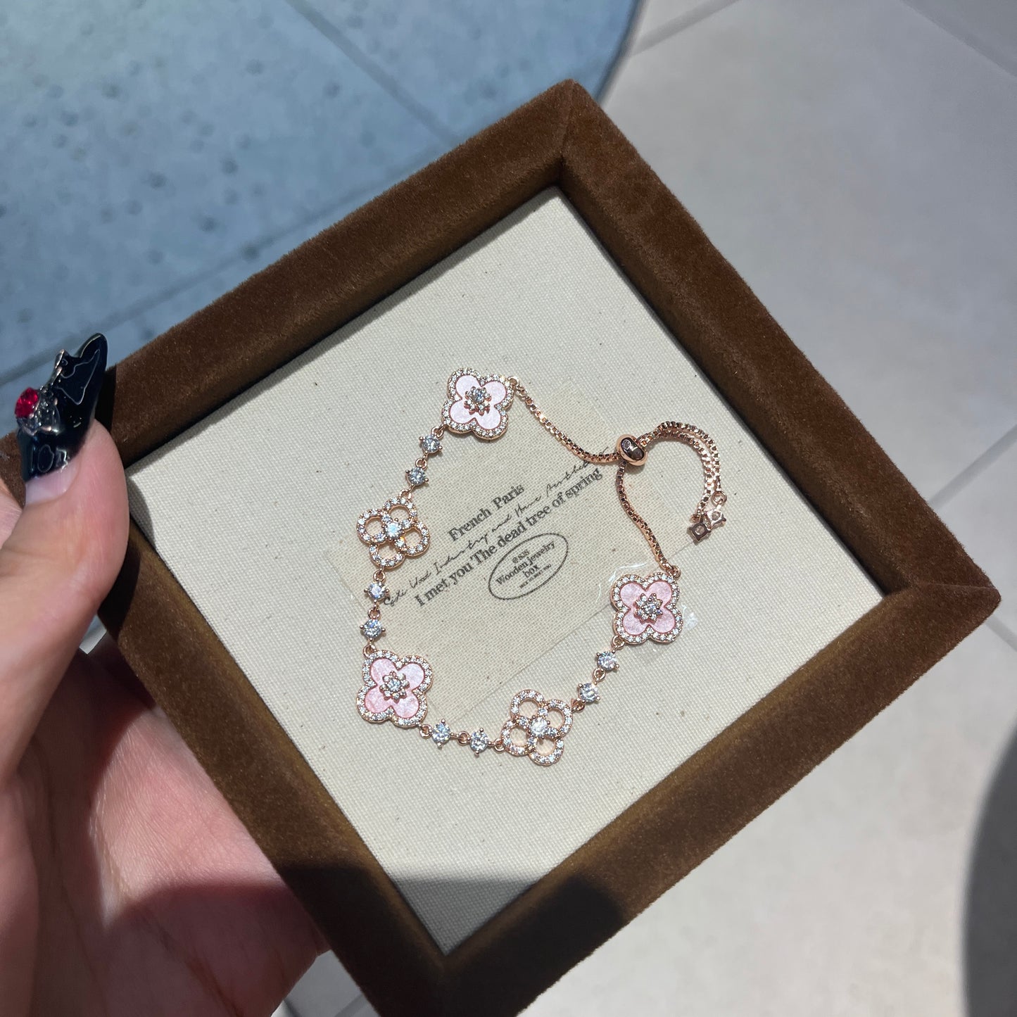 Pink_Adjustable_clover_bracelet