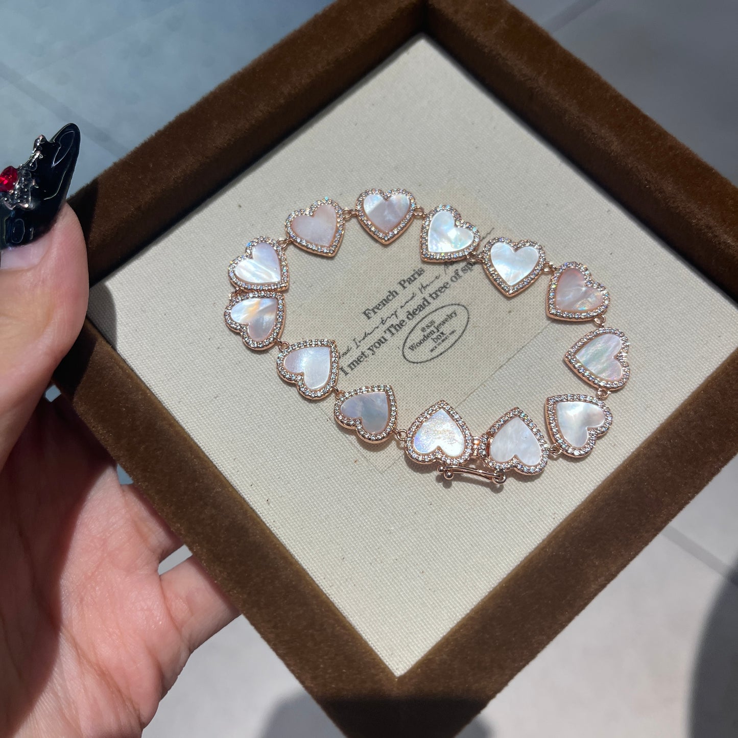 Pink heart shell pearl bracelet