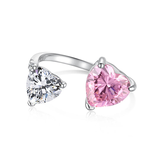 Pink two heart ring