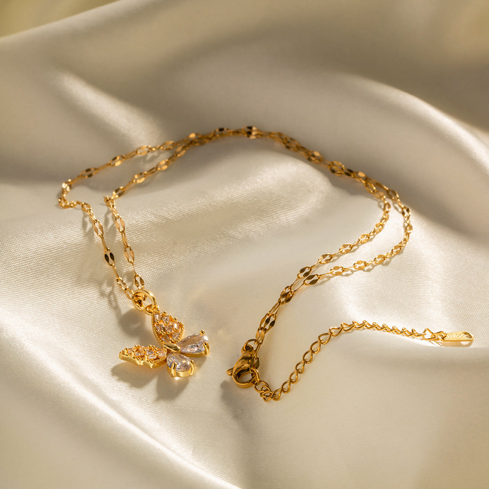 Gold butterfly necklace
